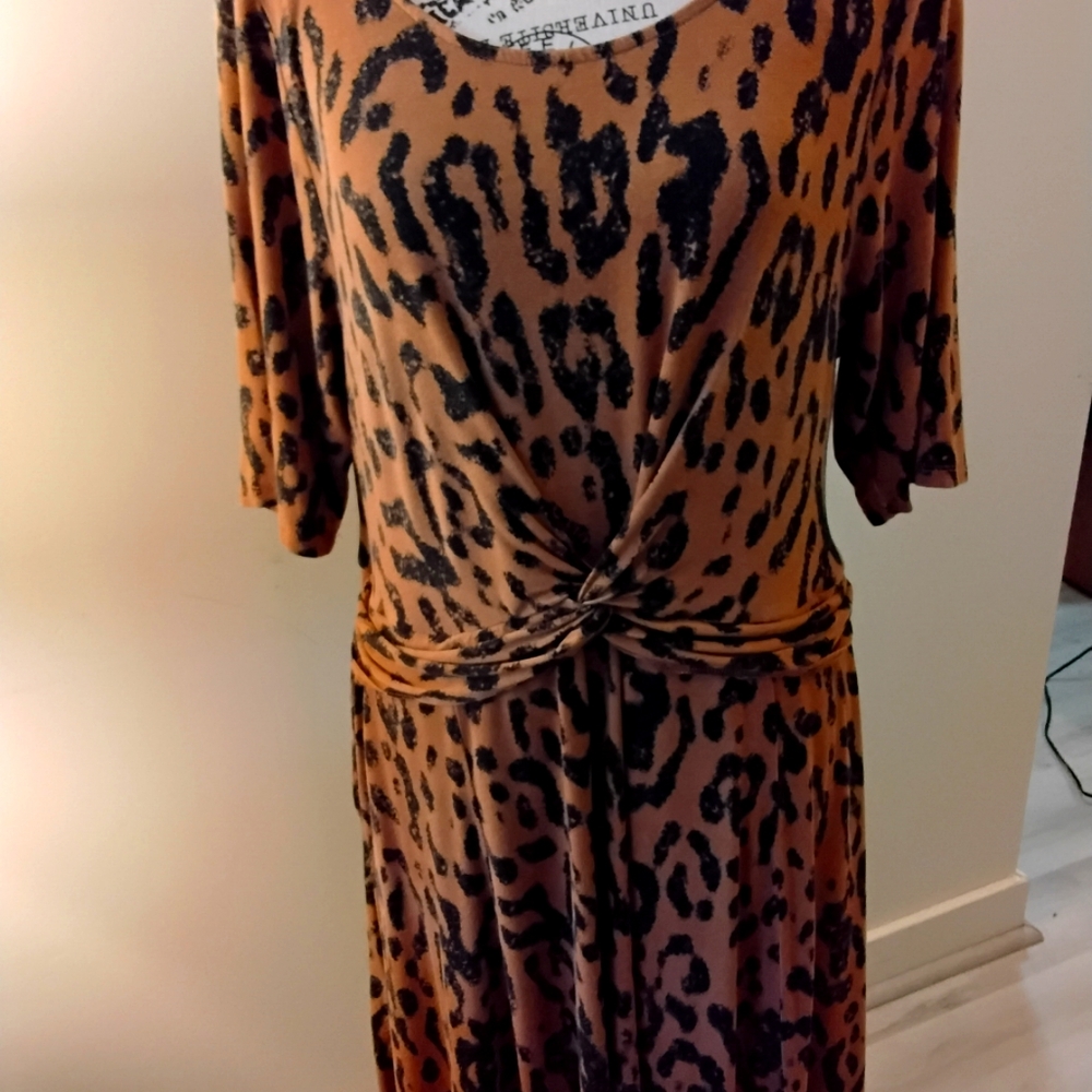 Super soft by Torrid.  Leopard print dress. Knit 1.